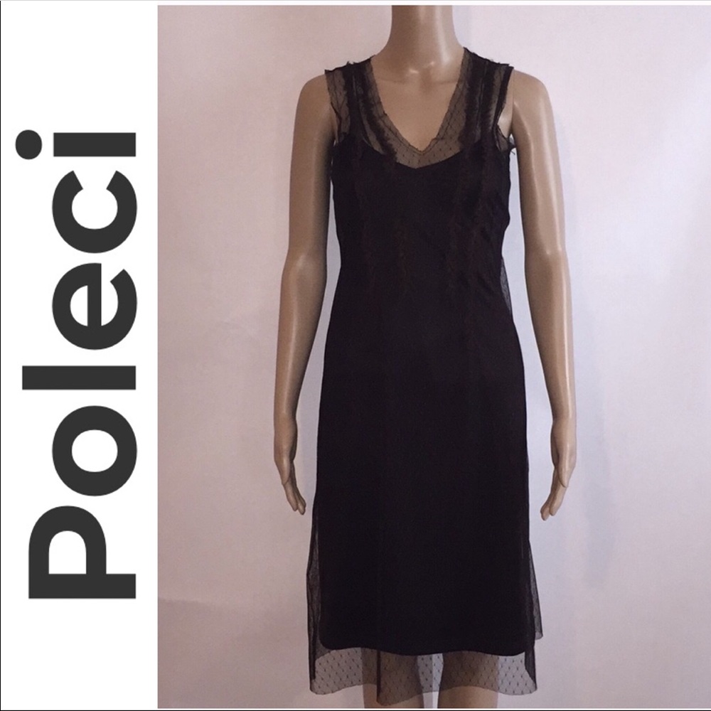Poleci Lace Overlay Sleeveless Midi Dress
